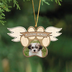 Personalized Upload Your Dog Photo In Loving Memory Wooden Ornament Printed PTN23680