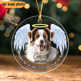 Personalized Upload Your Dog Photo Custom Name No Longer By Our Side But Forever In Our Hearts Acrylic Ornament Printed QTPN23709