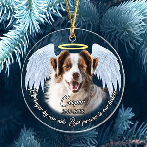 Personalized Upload Your Dog Photo Custom Name No Longer By Our Side But Forever In Our Hearts Acrylic Ornament Printed QTPN23709