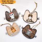 Personalized Cat Cute Xmas Cat Wooden Ornament 2 Layer Printed VQ23711