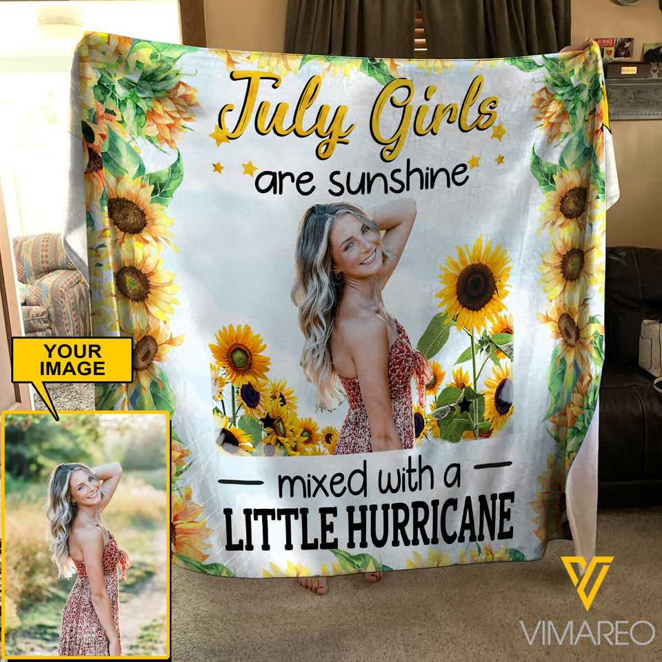 Personalized July Girl Fleece Blanket JUE-MA19