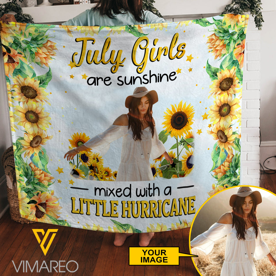 Personalized July Girl Fleece Blanket JUE-MA19