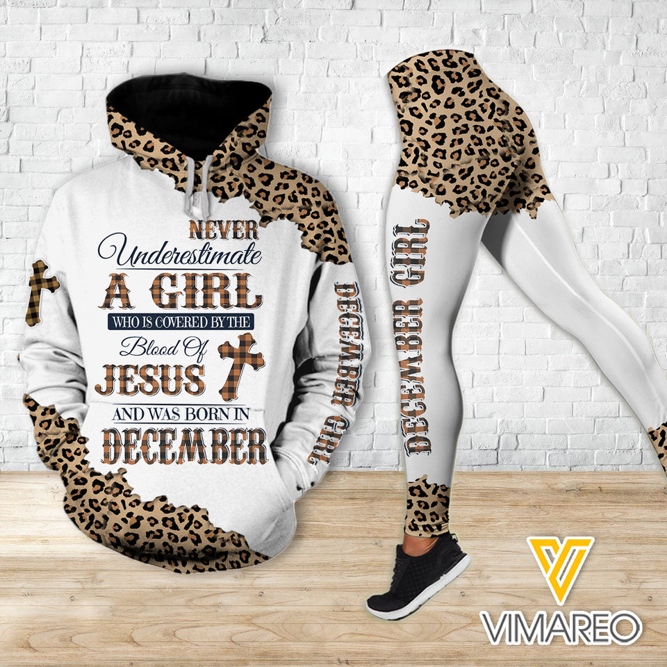 DECEMBER GIRL BLOOD OF JESUS COMBO HOODIE / LEGGING PRINTED 3D