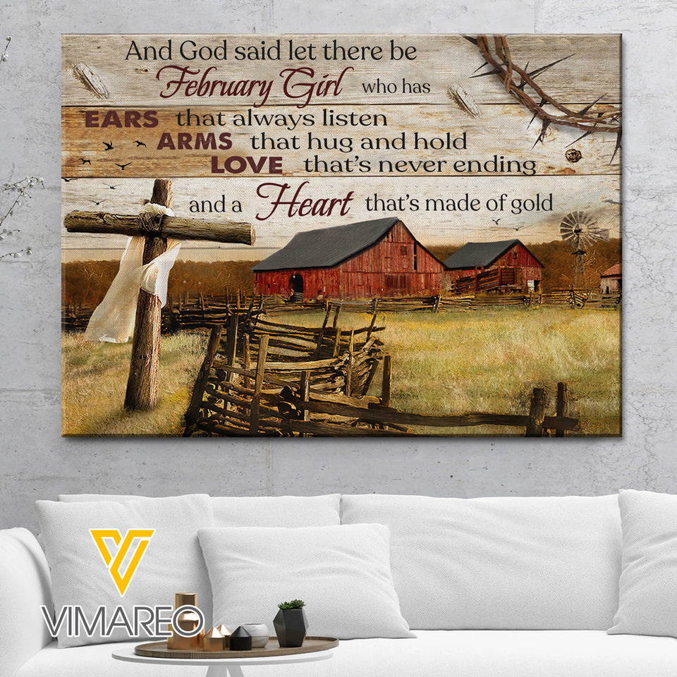 God Said Let There Be February Girl Canvas Printed DEC-HC18