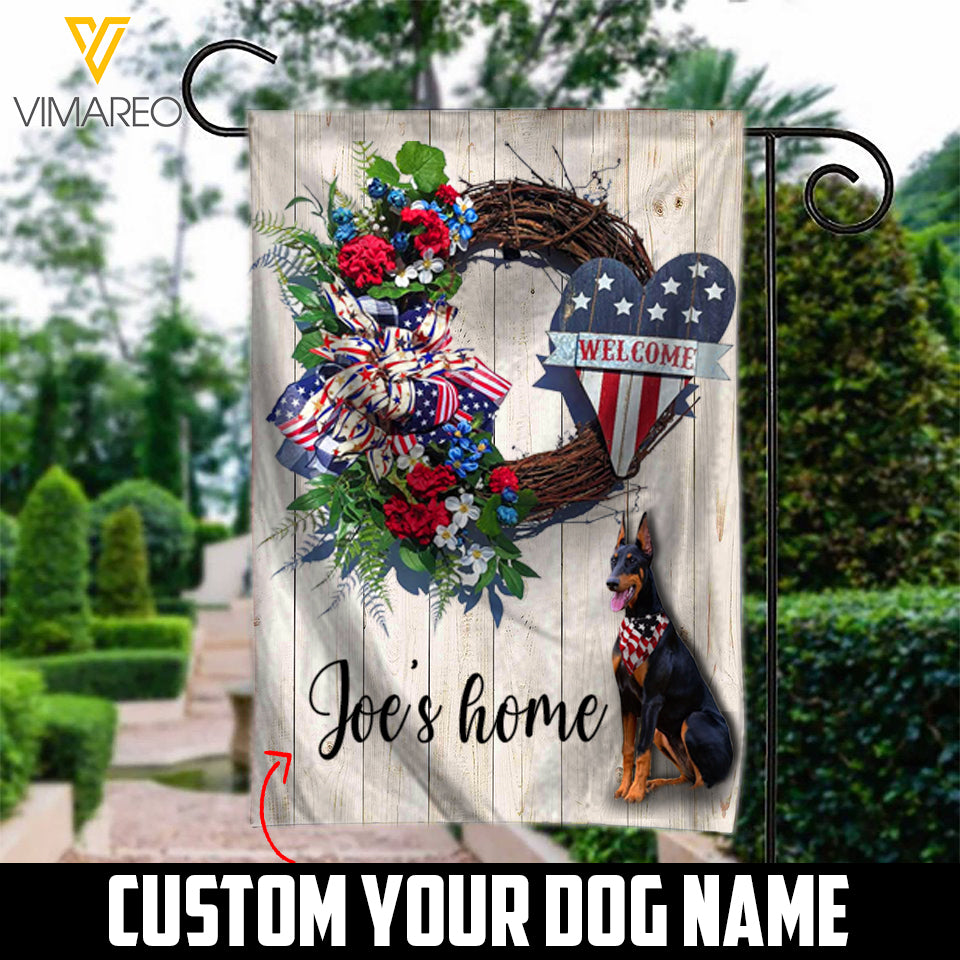 INDEPENDENCE DAY Personalized Doberman Dog Flag MAY-MD05