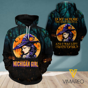 MICHIGAN GIRL HAPPY HALLOWEEN HOODIE 3D PRINTED NEY168A