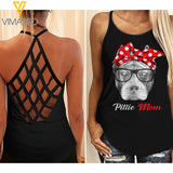 Pitbull girl Criss-Cross Open Back Camisole Tank Top 2904NGBMQ