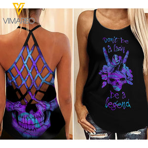Skull tattoos girl Criss-Cross Open Back Camisole Tank Top 1907MQ