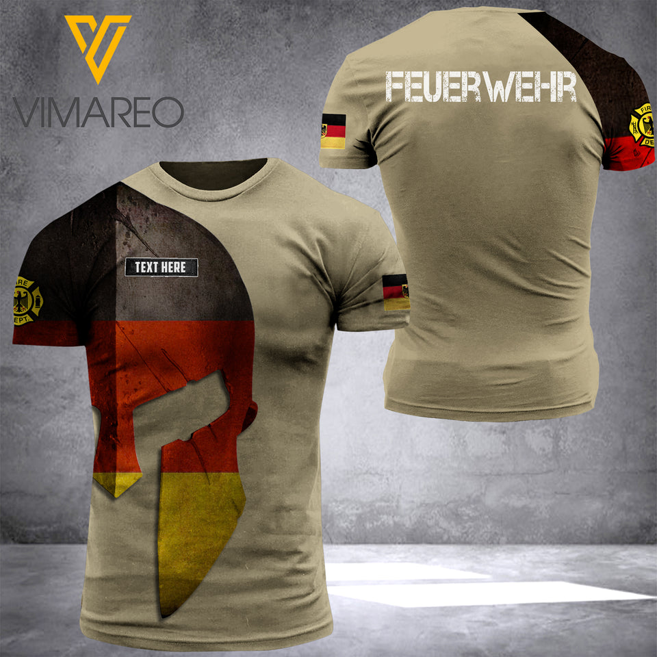 PHN Personalized German Firefighter 3D Printed T-Shirt APR-QH13