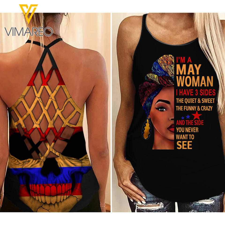 PHN May Girl Criss-Cross Open Back Camisole Tank Top APR-HQ19