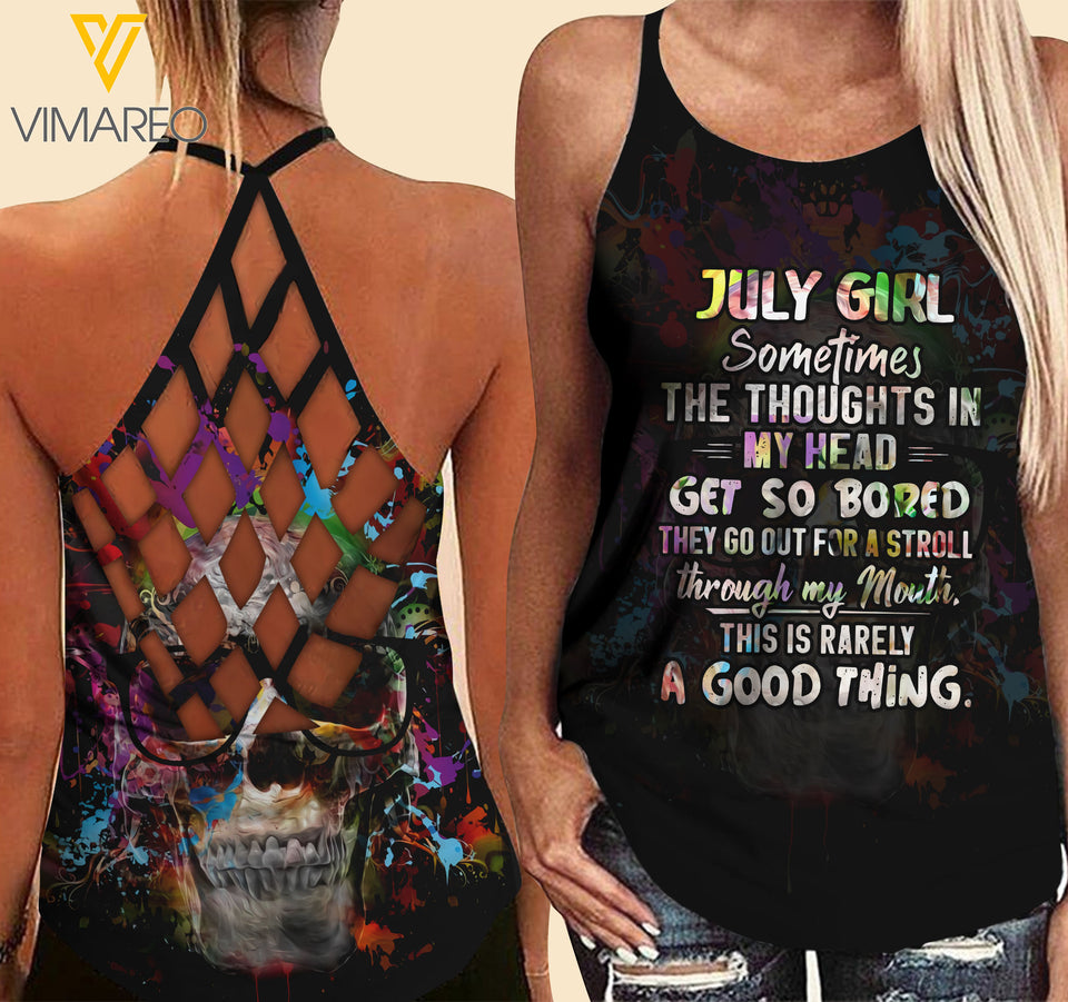 July Criss-Cross Open Back Camisole Tank Top Vm1103