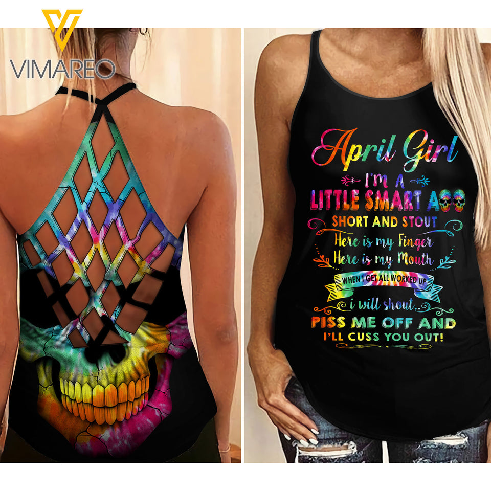 April Girl Criss-Cross Open Back Camisole Tank Top  ZQ2903