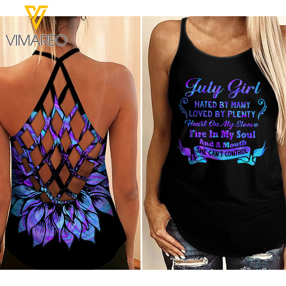 July Girl hate money Criss-Cross Open Back Camisole Tank Top 3 style ZT1403