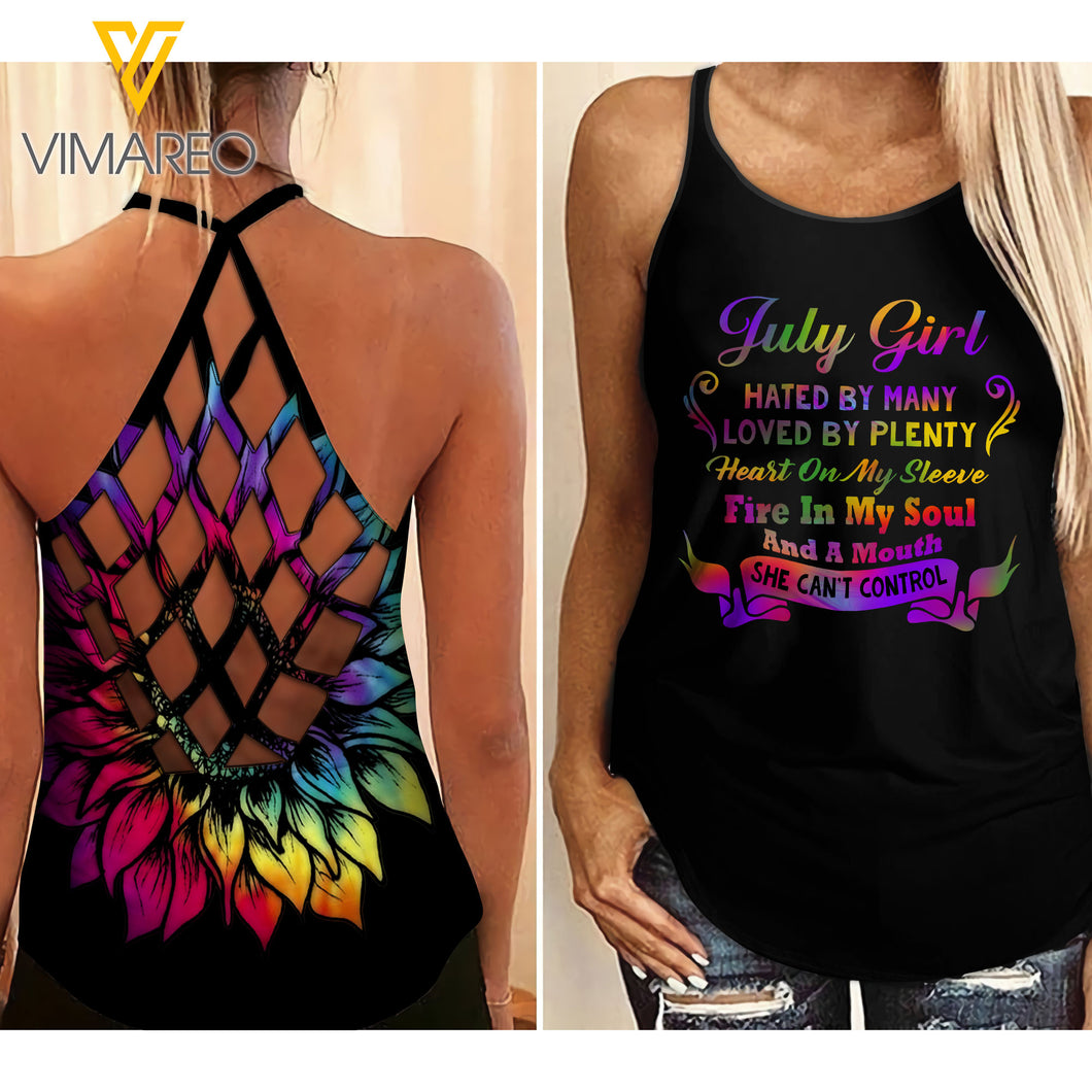 July Girl hate money Criss-Cross Open Back Camisole Tank Top 3 style ZT1403