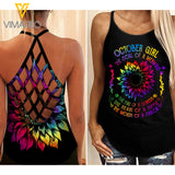 October mermaid girl Criss-Cross Open Back Camisole Tank Top ZQ2703