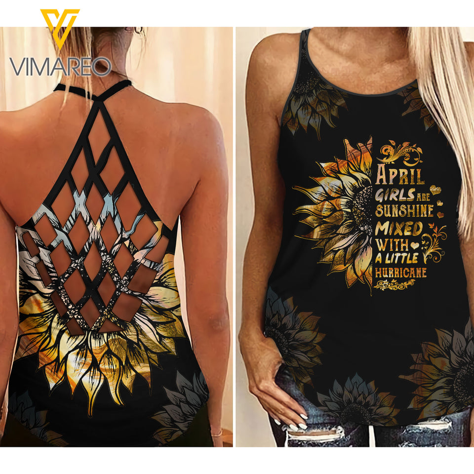 April Girl are sunshine Criss-Cross Open Back Camisole Tank Top ZHQ1603
