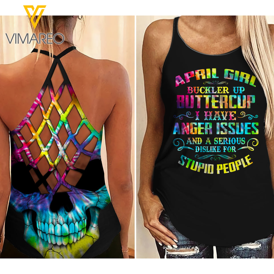 April Girl Criss-Cross Open Back Camisole Tank Top  ZT2903