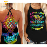 April Girl Criss-Cross Open Back Camisole Tank Top  ZT2903