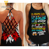 Alabama Girl flip flop Criss-Cross Open Back Camisole Tank Top 3 style ZTQ1903