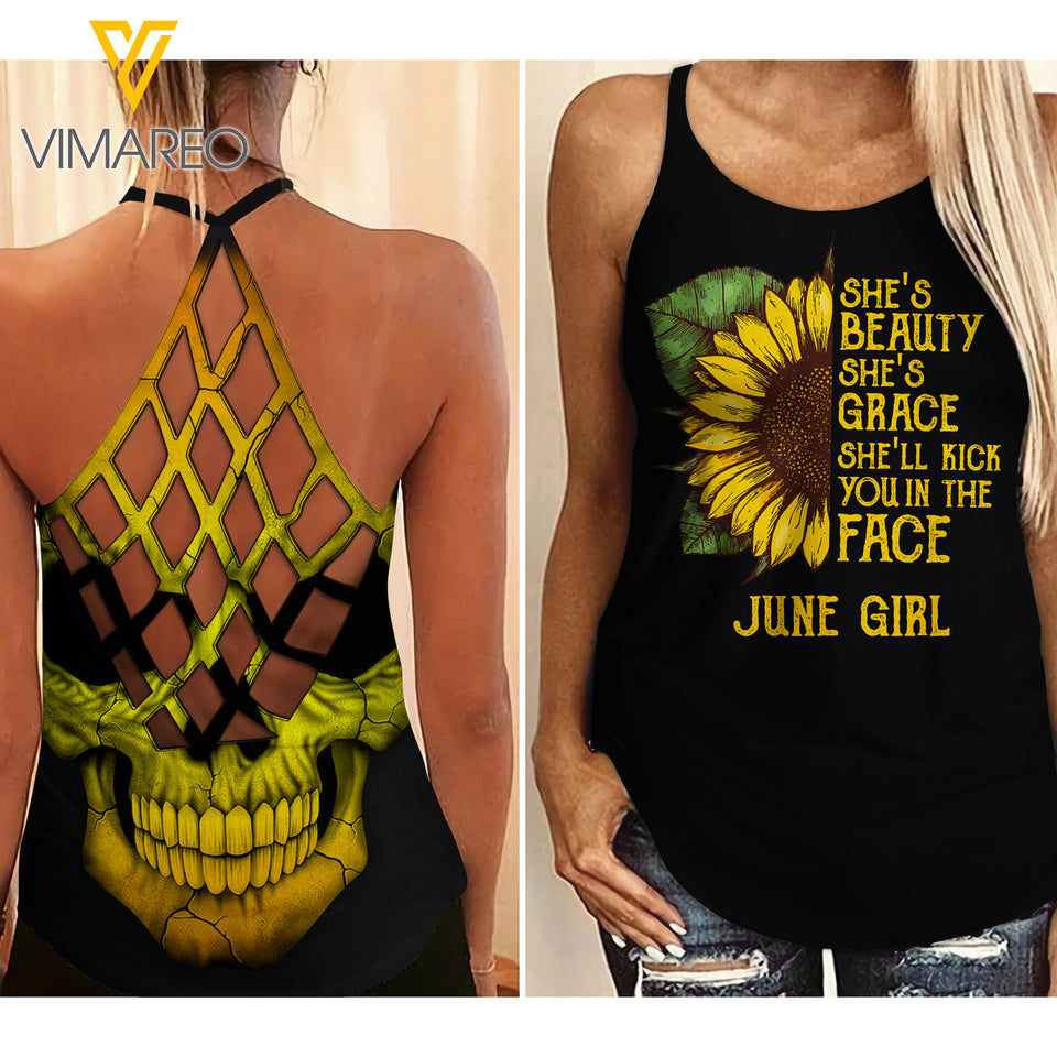 June girl Criss-Cross Open Back Camisole Tank Top ZHQ2703