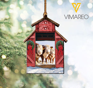 Hereford Cattle HANGING ORNAMENT CHRISTMAS OCT-HQ28
