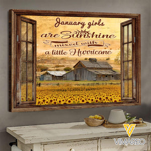 January Girl Are Sunshine Mixed With A Little Hurricane Canvas Printed DEC-HQ18