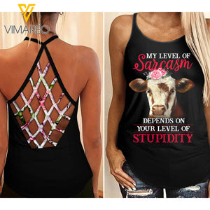 Hereford Cattle Criss-Cross Open Back Camisole Tank Top MAY-HQ13
