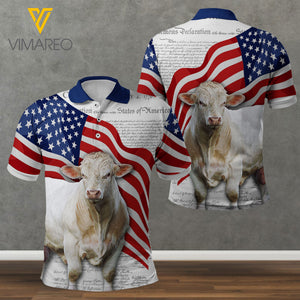 Charolais Cattle POLO SHIRT 3D PRINTED APR-HQ27