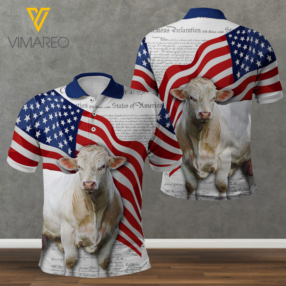 Charolais Cattle POLO SHIRT 3D PRINTED APR-HQ27