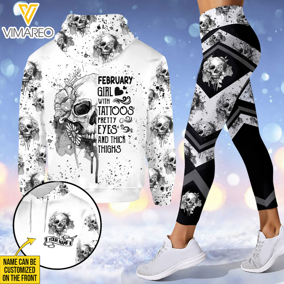 PERSONALIZED FEBRUARY GIRL WITH TATTOOS HOODIE + LEGGING 3D PRINTED DEC-HQ31