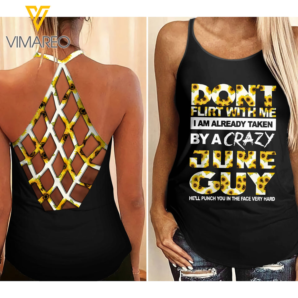 Taken By A Crazy June Guy Criss-Cross Open Back Camisole Tank Top MAR-HQ15 FL