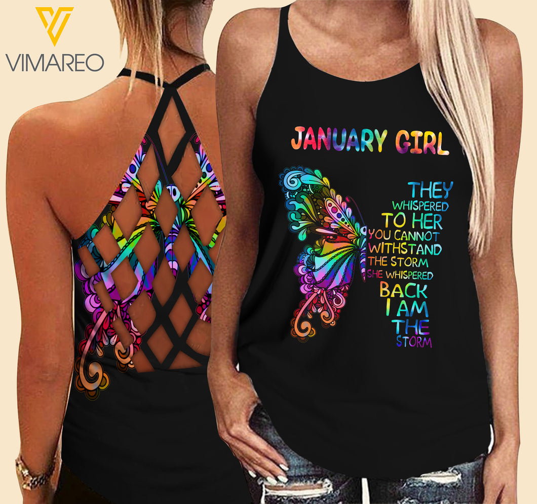 January Girl Criss-Cross Open Back Camisole Tank Top MAR-HQ11