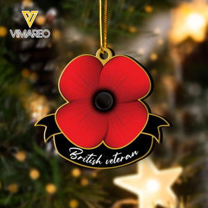 BRITISH LEST WE FORGET WOOD ORNAMENT CHRISTMAS NOV-HQ20