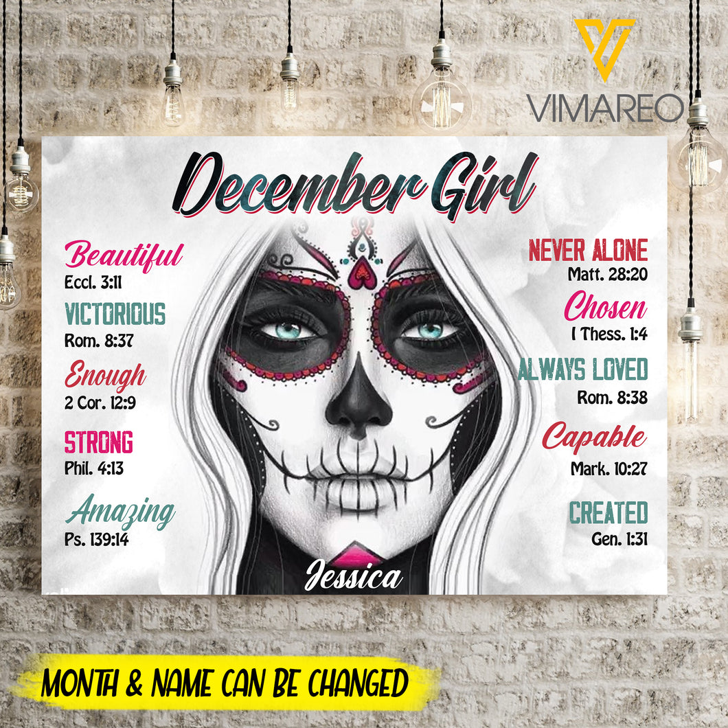 PERSONALIZED DECEMBER GIRL CANVAS AUG-DT23