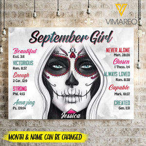 PERSONALIZED SEPTEMBER GIRL CANVAS AUG-DT23