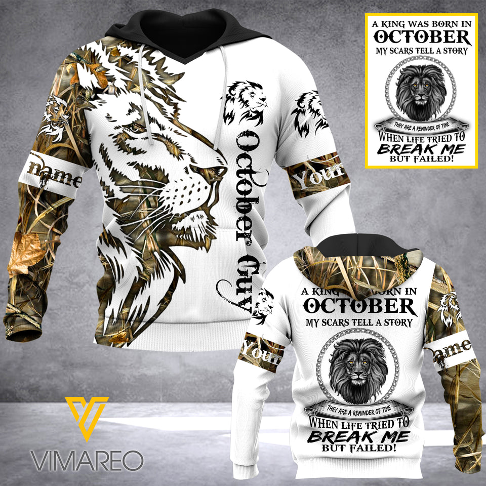 PERSONALIZED A KING WAS BORN IN OCTOBER HOODIE 3D PRINTED SEP-MQ06
