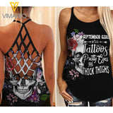 September Girl With Tattoos Criss-Cross Open Back Camisole Tank Top JUL-LN14