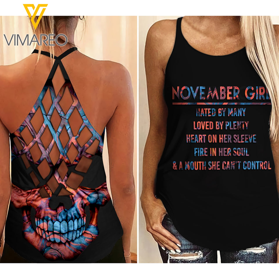 November Girl Criss-Cross Open Back Camisole Tank Top JUE-LN30