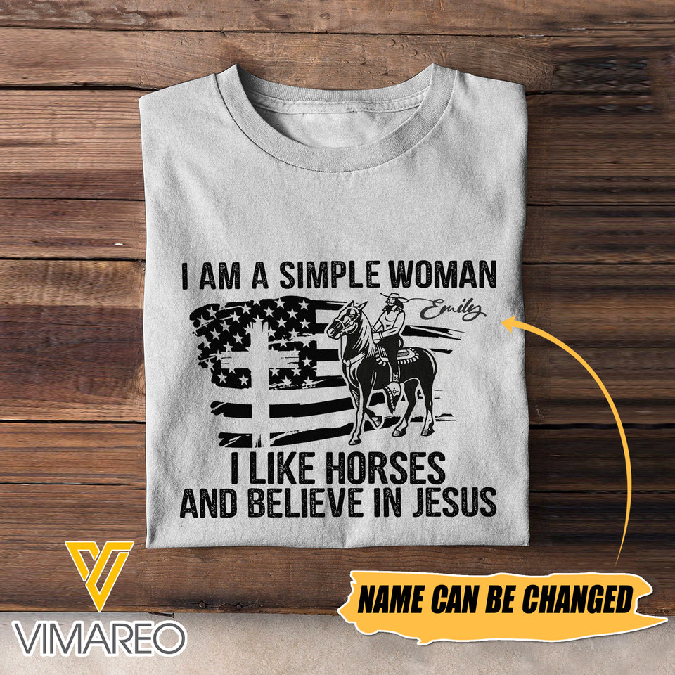 Personalized Simple Woman Like Horse And Believe In Jesus Tshirt Printed 22JAN-LN04