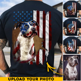 Personalized Upload Photo Dog American Flag Art Independence Tshirt Printed 23APR-HQ20