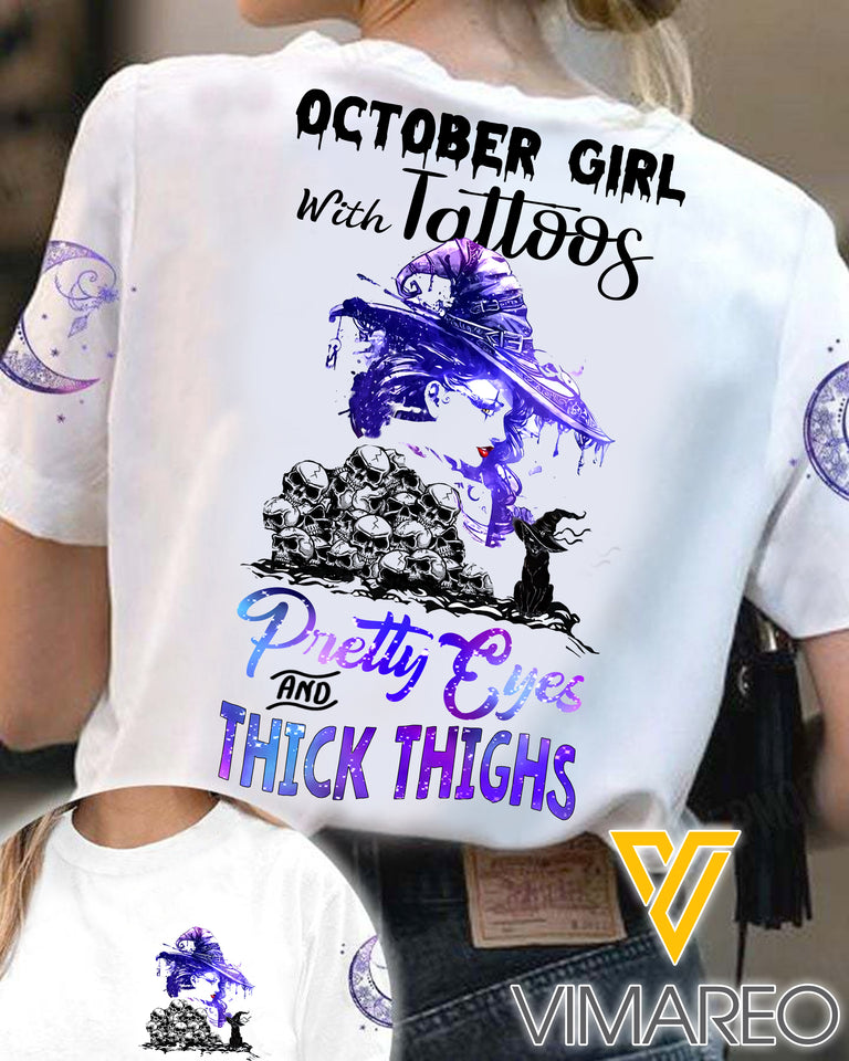 October Girl with Tattoos TSHIRT PRINTED SEP-LN15