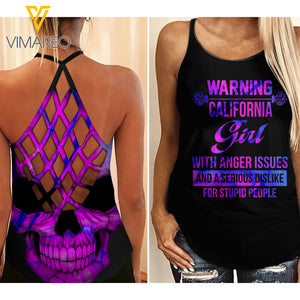 CALIFORNIA GIRL Criss-Cross Open Back Camisole Tank Top MAR-DT13