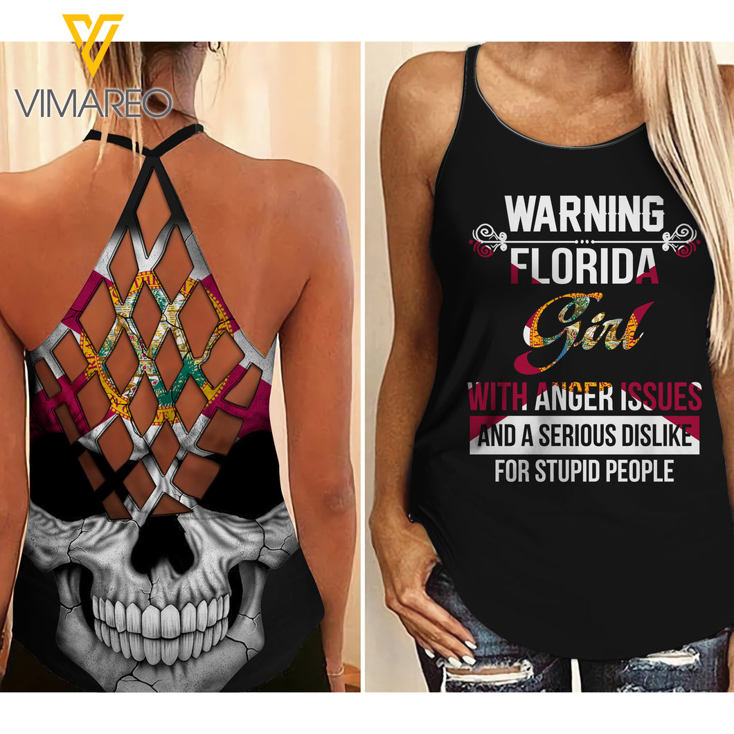 Florida Girl Criss-Cross Open Back Camisole Tank Top MAR-DT17 CAK