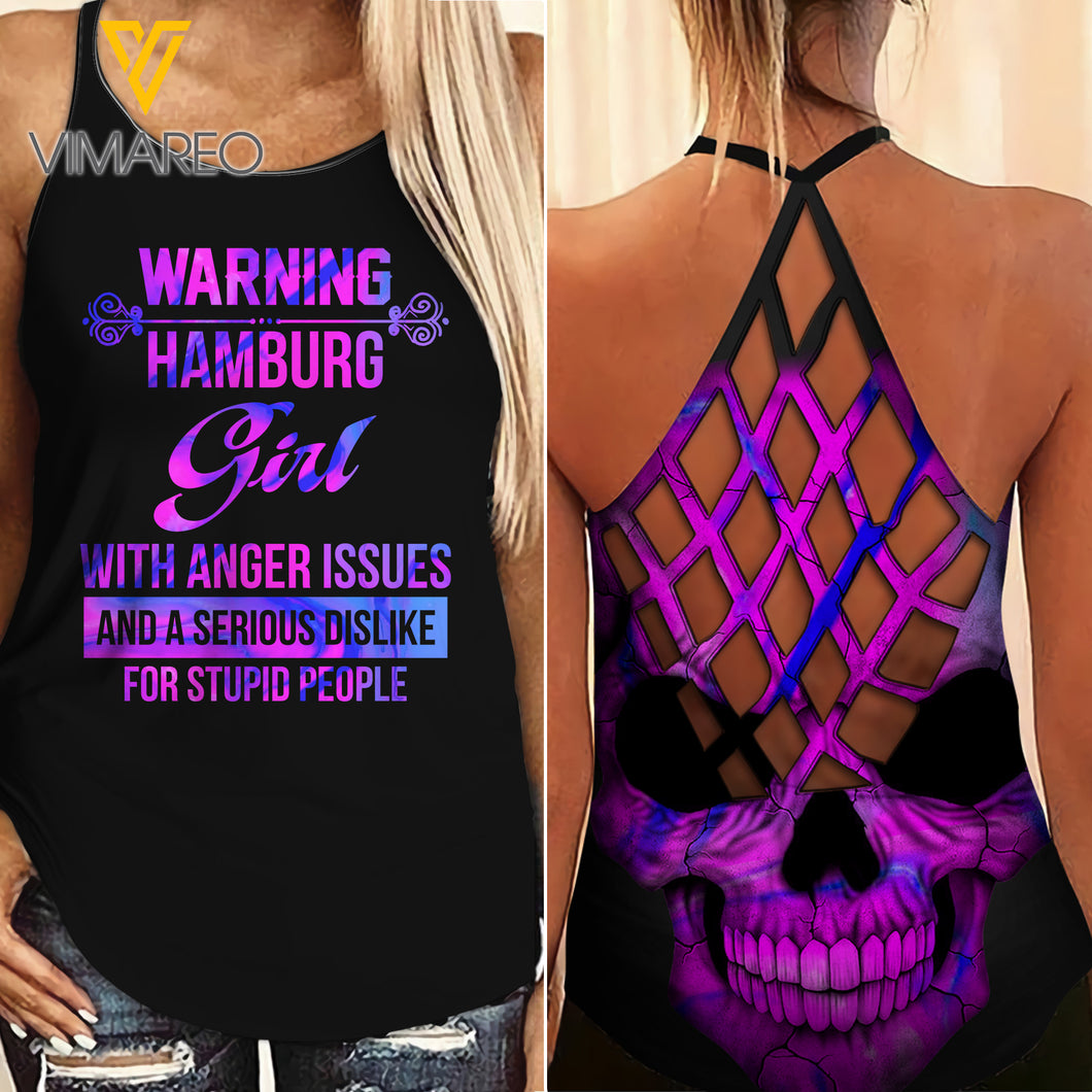 Hamburg Girl Criss-Cross Open Back Camisole Tank Top Legging MAR-DT19 GER