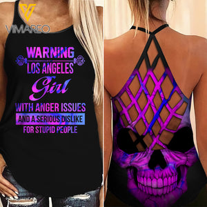 Los Angeles Girl Criss-Cross Open Back Camisole Tank Top Legging MAR-DT18