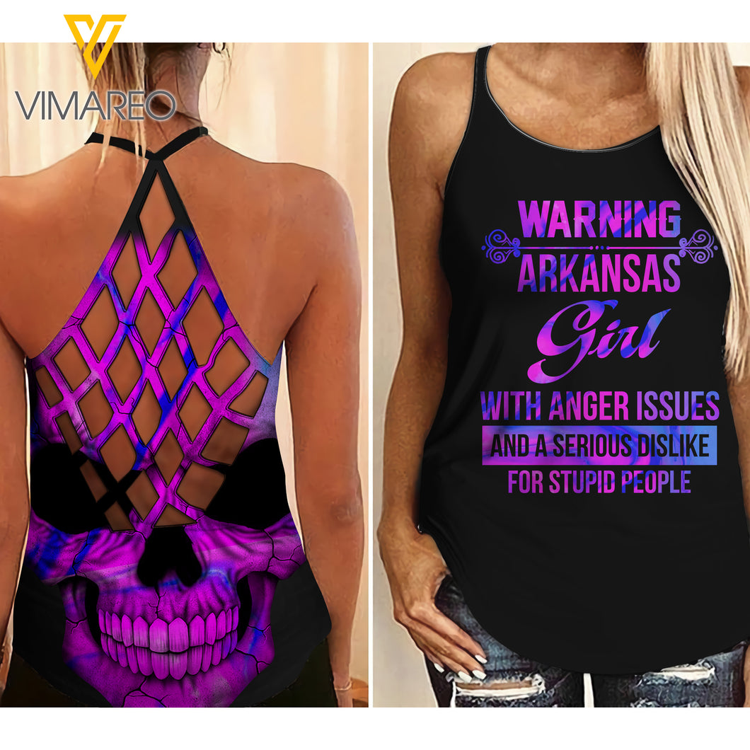 Arkansas Girl Criss-Cross Open Back Camisole Tank Top MAR-DT16