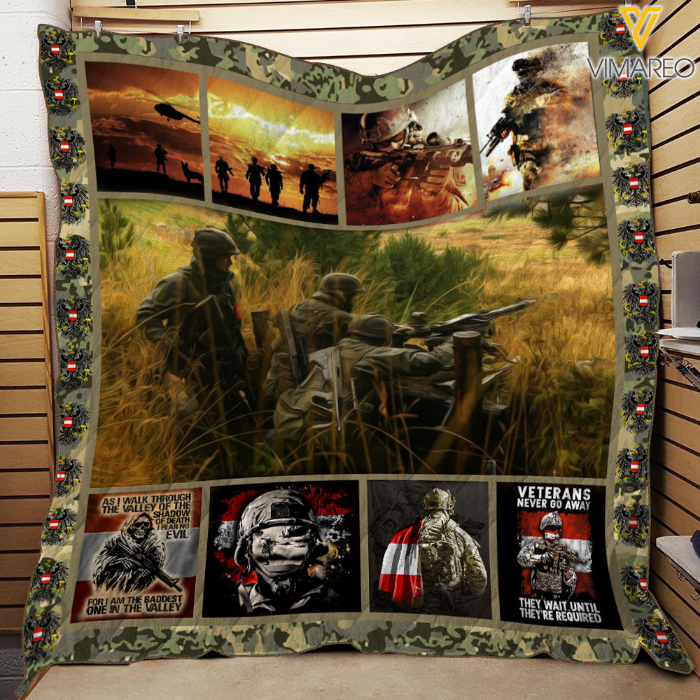 AUSTRIAN VETERANS NEVER GO AWAY QUILT PRINTED JUL-HQ14