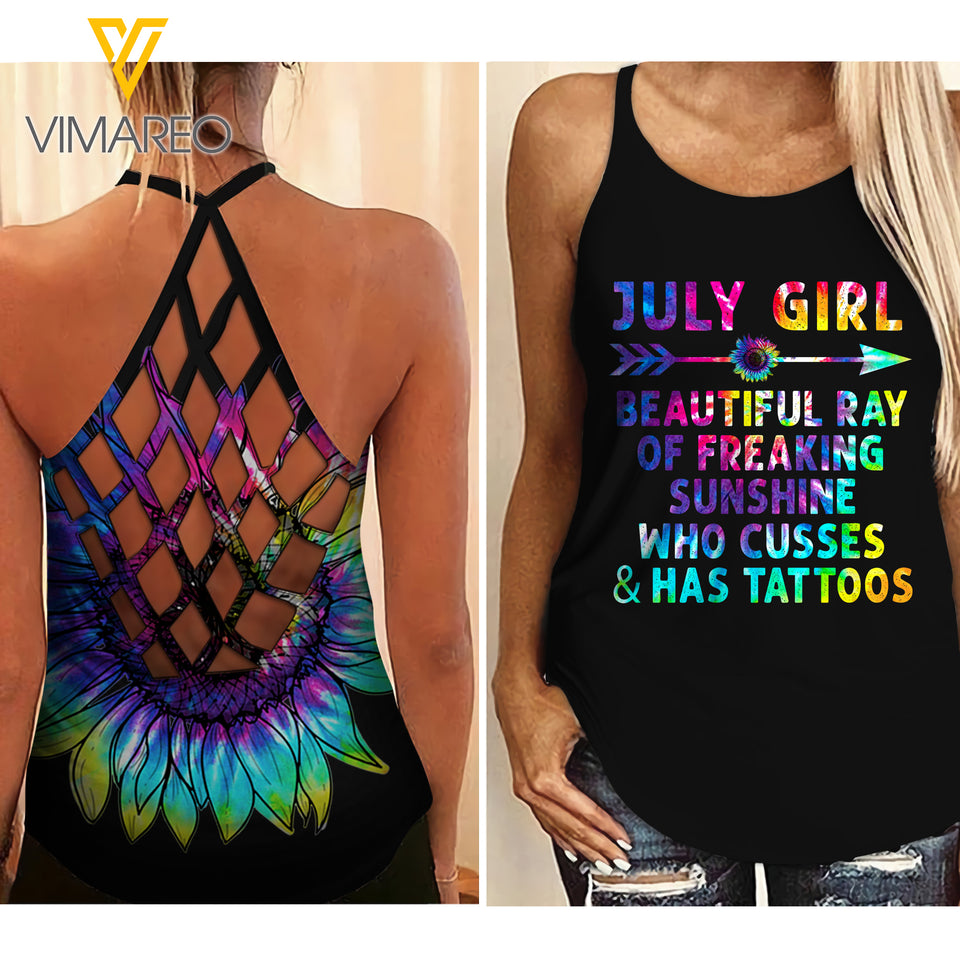 July Girl Criss-Cross Open Back Camisole Tank Top MAR-QH30