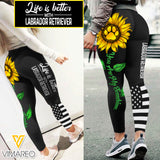 LIFE IS BETTER WITH  LABRADOR RETRIEVER SUNFLOWER LEGGING TNMA3009