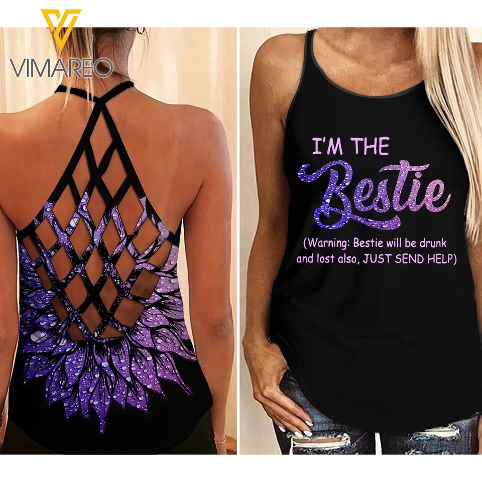 KHMD I'M THE BESTIE Criss-Cross Tank Top 0604